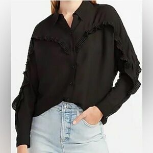 NWOT EXPRESS Western Ruffle Front Shirt